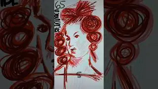 Digital art No. 65 red lady portrait drawing