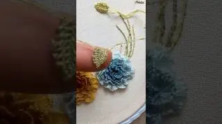For your 3D embroidery projects, learn to create 3D leaf motifs using needle weaving #embroidery