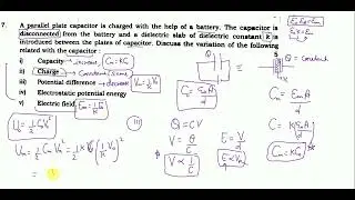 A parallel plate capacitor is charged with the help of a battery. The capacitor is disconnected from