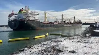 Salt water vessels meeting on the St. Marys River