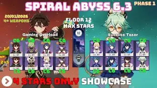 4 Stars Only - Abyss 6.3 Phase 1: Luna IV / All 4* Weapons - Floor 12 9*