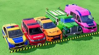 TRANSPORTING POLICE CARS, FIRE DEPARTMENT, AMBULANCE VEHICLES WITH TRAIN #77 ! Farming Simulator 22