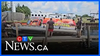 Floating food truck flips at Turkey Point marina