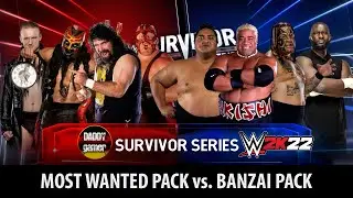 Most Wanted Pack DLC vs. Banzai Pack DLC | Survivor Series Elimination Match | WWE 2K22 Gameplay