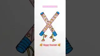 Easy Dandiya Drawing 😍🥰 #shorts
