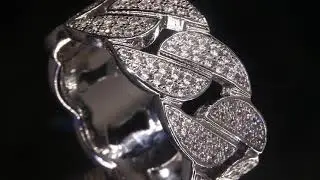 White Gold Iced Out Cuban Link Ring