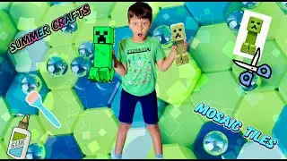 Craft A Minecraft Creeper With Air Dry Clay & Mosaic Tiles!🟩 | Easy DIY for Kids 🖌️ | @minecraft