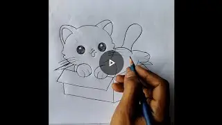 Cute Cat Drawing in a Box | Easy Pencil Sketch for Beginners ✏️
