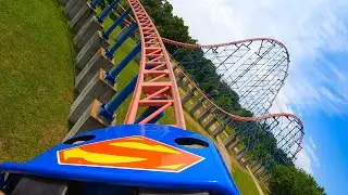 Superman Roller Coaster - Front Seat POV - Back Seat POV - Six Flags America
