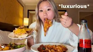 ONLY eating ROOM SERVICE for 24 hours at a 5 STAR HOTEL *birthday vlog*