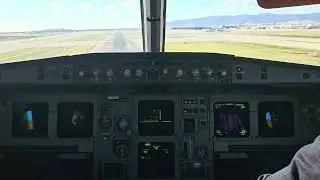 Brussels Airlines A320 landing in Barcelona cockpit view 