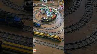 Seven LEGO trains running in one giant city layout 🚆🏙️