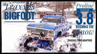 Traxxas BIGFOOT on Proline 3.8 Desperados. SNOWBASHING...