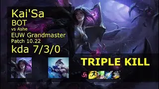 Kai'Sa ADC vs Ashe - EUW Grandmaster 7/3/0 Patch 10.22 Gameplay