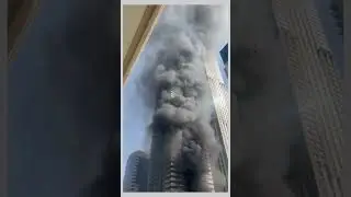 Breaking News - Dubai skyscraper engulfed in massive fire nearly 4,000 people evacuated.#fire #dubai