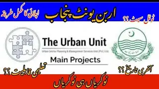 The Urban Unit, Government of Punjab new job announcement || New jobs in government 