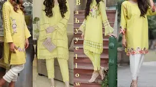 Latest,Trendy Trousers suit of baby yellow||Lemon YELLOW colour simple suit ideas