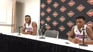 UTA guards Kaelon Wilson and Erick Neal talk private jets after 85-69 NIT win over Akron