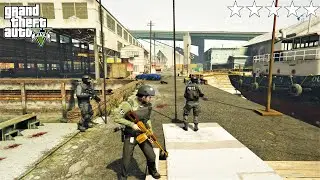 GTA 5 - Michael's FIVE STAR COP BATTLE AT PACIFIC ALLIED SHIPYARD! (GTA V Funny Moments)