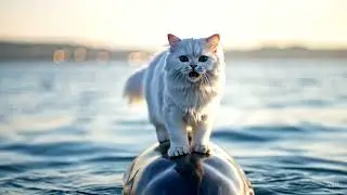 Epic Cat Ride: Bichon Cat Rides Dolphin