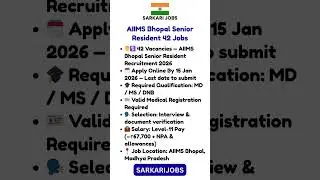 AIIMS Bhopal Senior Resident 42 Jobs | Apply by 15 Jan 2026