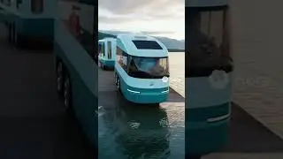 amphibious electric autonomous rv and trailer, a great ai clip vid made w/ Sora 2 by OpenAi