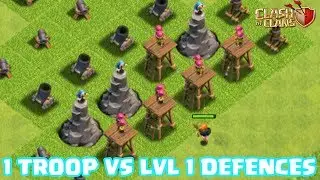ONE TROOP vs LEVEL ONE DEFENCES!! 🔥 IMPOSSIBLE TROOP CHALLENGE IN CLASH OF CLANS! 🔥