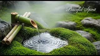 Peaceful Zen Forest Dew Bamboo Fountain and Candle Glow for Healing Meditation Sleep Serenity
