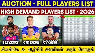 🔴LIVE : IPL 2026 Auction Players Full List💥| CSK & RCB Target Players😱| CRICTIME |