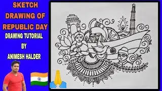 Republic day Drawing. Republic day celebration Drawing. Republic day Sketch. #republicday #netaji