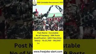 SSB Recruitment 2022 | 399 Constable Posts | 10th Pass only | Salary Rs 69100 | Apply Here Now