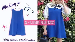 DIY A-line dress pattern // Easy pattern transformation // Back to school dress // Sesala DIY