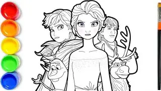 How to draw Frozen Characters | Disney Frozen 2 Elsa Coloring Page