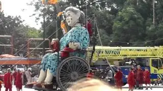 Little Girl Giant waking up at Newsham Park Saturday Morning