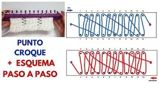 PUNTO CROQUE en Telar CON ESQUEMA - Diagrama PASO A PASO
