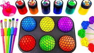 Satisfying Rainbow Squishy Balls & Colorful Paint ASMR | DIY Mesh Stress Ball Cutting! 🎨✨