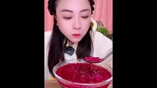 Ajing - mini dragonfruit ice cubes in dragonfruit juice