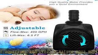 PULACO 400GPH Submersible Water Pump with 5 ft Tubing, 25W durable fountain water pump for Pond Fou