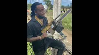 Quavo put a chainsaw attachment on his new gold assault rifle 😳