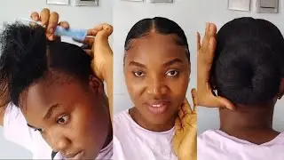 How To: Sleek Low Bun Hairstyle on Short Relaxed Hair