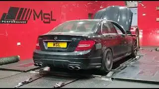 Mercedes C63 AMG with @ipeofficial Headers in for stage 2 @WeistecTV  supercharger conversion at MSL