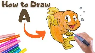 How to draw a cartoon happy fish