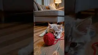 Kitty playtime! 🐈 #kitten #cat  #fun #ai #cats  #catshorts  #play #cute #adorable #funnycats #yarn