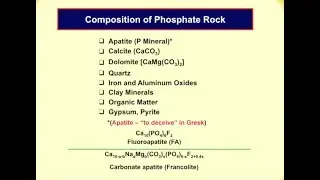 Part 2: Chemistry and Mineralogy of Phosphate Rock