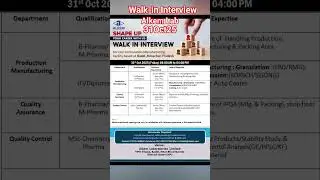 Walk-in Interview I Alkem Lab | 311025 #job #pharma