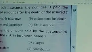 MOST IMP MCQS OF CHAPTER 4 INSURANCE LETTERS (C.C ) CLASS 12TH GSEB