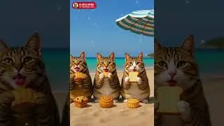 🍞Bibi, Hana & Momo Eating Bread on the Beach 🐱 | Chill LoFi Vibes #Shorts
