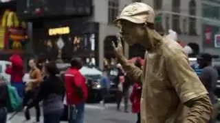 NYC Times Square's iconic mime artist 