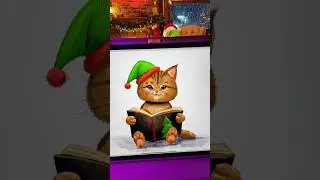 Redrawing Christmas cat in my realistic style 🥰 #artworkout #illustrative #digitalpainting