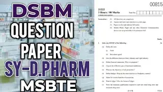 Drug store and bussiness management | Questions paper 2022| SY-D.Pharm | Msbte